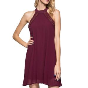 Iz Byer Dark Burgundy Halter Dress Size L